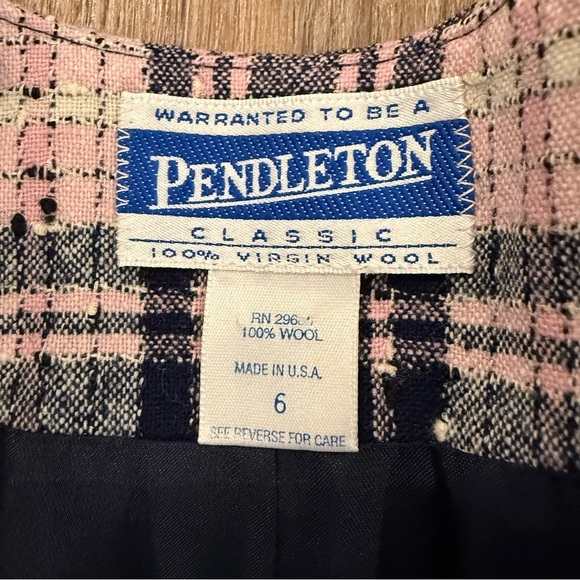 Vintage Pendleton Blazer Women’s Sz 6 Blue Pink Plaid Preppy Academia Classic - Picture 4 of 7